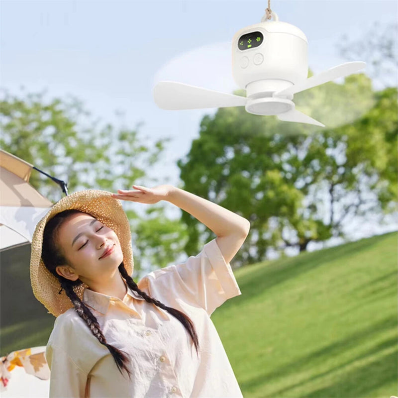 IPRee Portable Ceiling Fans 8000mAh Outdoor Camping Fan Tent Ventilator Cooler Rechargeable Electric Fan Remote Control LED Lighting