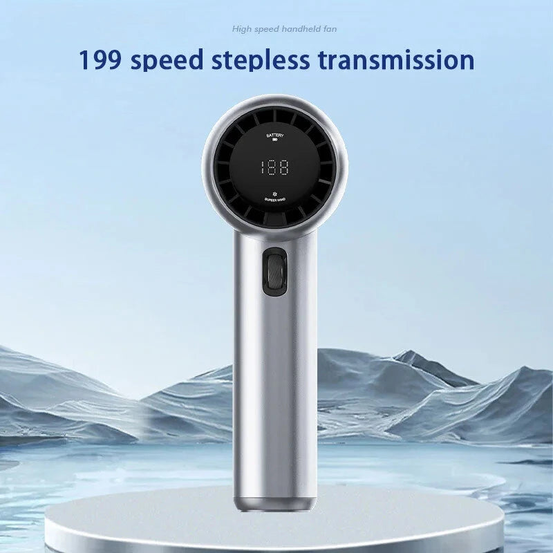 GF02 199 Gears High Speed Handheld Fan Portable Cooler Fans USB Rechargeable 3500mAh Electric Fan Mini Air Conditioner