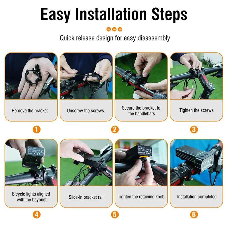 BIKIGHT 8 LED Bike Headlight 900Lm Brightness Dual Distance Beams 4000mAh Battery USB Rechargeable IPX6 Waterproof Rotatable Flashlight for Cycling Camping Fishing