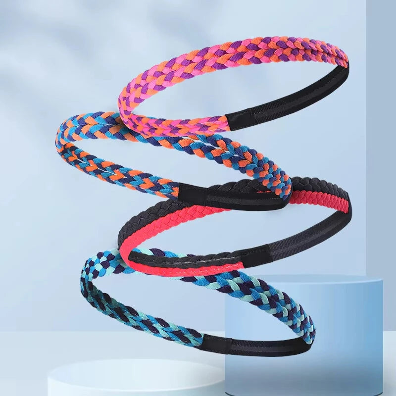 AOLIKES Weave Elastic Yoga Sweatband For Women Men Running Hair Bands Fitness Sweat Bands Sport Silicone antiskid Headband