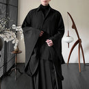 INCERUN Men's Casual Black Shirt, Button Up Long Sleeve Shirt, Chic Retro Lapel Loose Batwing Sleeve Shirt for Men