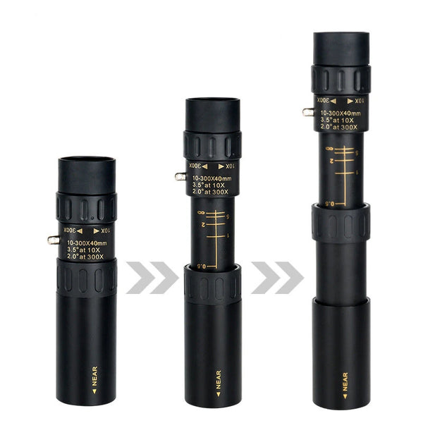 IPRee 10-300x40 Zoom Telescope HD 4K Portable Strong Long Range Professional Monocular BAK4-Prisms For Hunting Camping