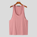 INCERUN Mens Tank Top Solid Color Sport Tanks Scoop Neck Tank Top Summer Comfy Gym Sleeveless Top