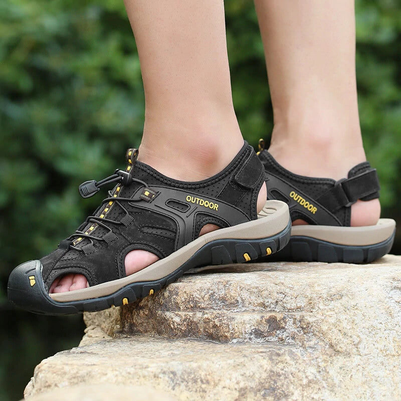 Men's Sandals Genuine Leather Summer Shoes Retro Outudoor Man Sandalias Vintage Fashion Men Shoe Trekking Beach Footwear