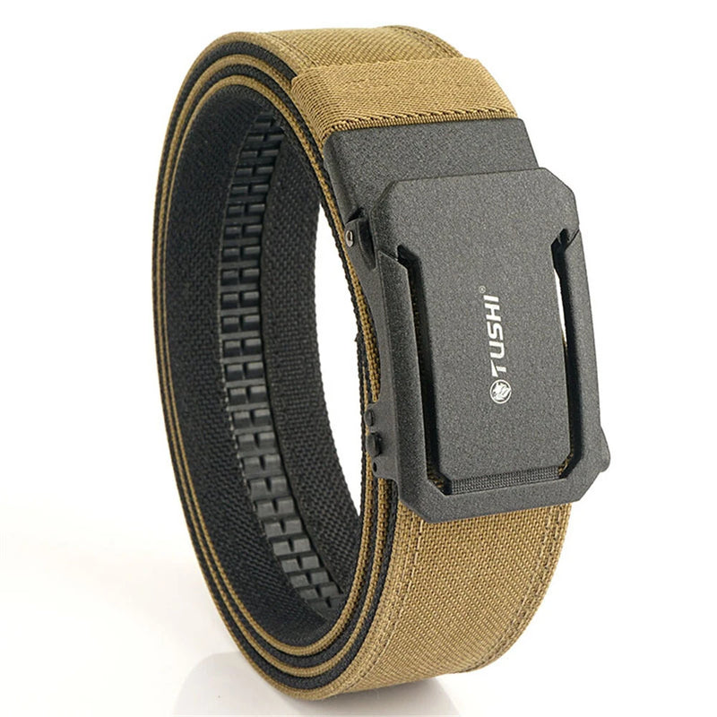TUSHI 120cm Mens Automatic Buckle Tactical Belt Military Sturdy Nylon Belt for Outdoor Work Business Police Duty