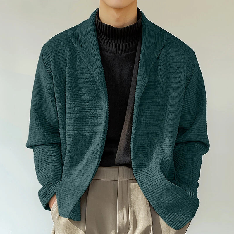 INCERUN Mens Knitted Polo Collar Long Sleeve Cardigan Comfortable Fashion Solid Color Men Top for Spring Fall Winter