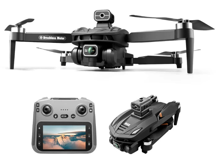WLRC V168 MAX GPS 5G WiFi FPV with 5.9inch LCD Screen Controller 720P HD Dual Camera Servo Gimbal 360 Intelligent Obstacle Avoidance Optical Flow Hover Brushless Foldable RC Drone Quadcopter RTF