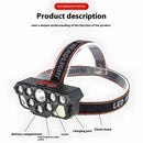8 LED 20 SMD Rechargeable Super Bright LED Headlamp with Built-in Battery, 4 Lighting Modes for Outdoor Running Cycling Trekking Headlight