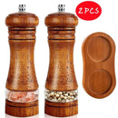 6 Inch Salt and Pepper Grinder Set Pepper Mill Hand Fresh Grind Seasoning Bottle Ceramic Core Solid Wood Pepper Grinder