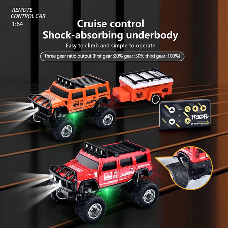 TRASPED HG4-221/222 RTR 1/64 2.4G Mini RC Car Alloy Shell Hummer Off-Road Climbing Truck Support App Remote Controlled LED Light Simulated Vehicle Three Speed Cruise Control Desktop Toys Model Collection Gift For Boys
