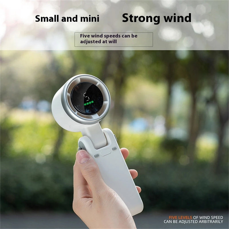 IPRee Handheld Mini Electric Fan Turbo Foldable Portable Neck Hanging Fans 5 Speed Rechargeable Fan Display Screen Angle Adjustable
