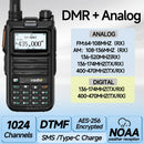iRadio DM-UV4R DMR Digital Analog Walkie Talkie Dual Mode 1024 Channels AES-256 Encryption UHF VHF Wide Frequency Range NOAA Weather Alerts Type C Charging Two Way Radio