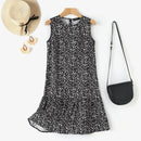 ZANZEA Women Floral Print Party Dress with Mermaid Hem and Ruffle Hem, Fashion Sleeveless Loose Fit Midi Dress Plus Size