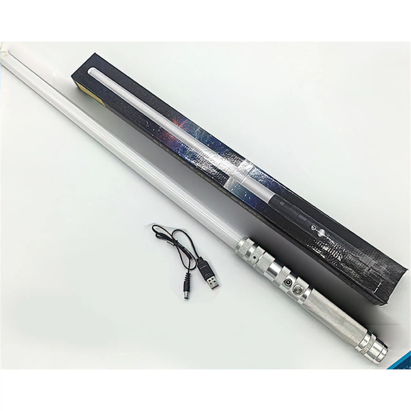 2-in-1 Metal Laser Sword with Hit Sound Seven Color Lights Rechargeable Perfect for Cosplay and Role-play