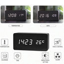 LED Electronic Wooden Alarm Clock Time Temperature Display USB + Battery Dual Power Supply Digital Alarm Clock LED Alarm Clock with Temperature Desk Clocks for Office Bedside Clock