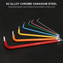 RIDERACE 7Pcs S2 Alloy Steel Portable Mini Bicycle Inner Hexagon Wrench Set 1.5/2/2.5/3/4/5/6mm Spanner Flat Ball Opening Colorful MTB Road Bike Repair Tool Kit