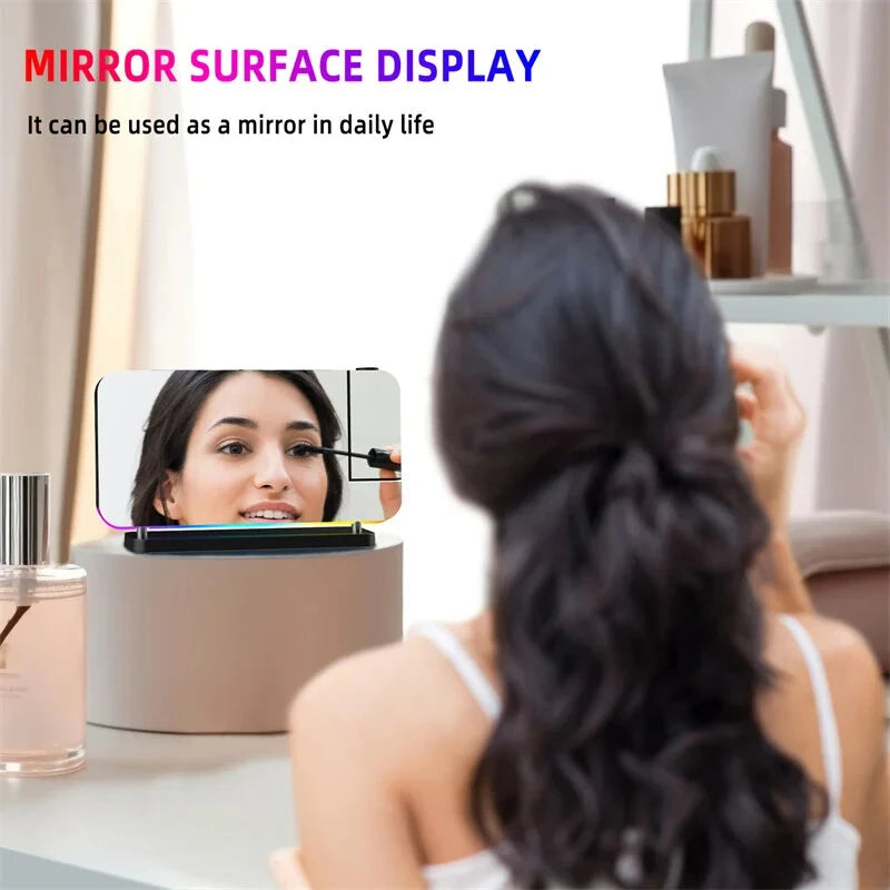 180  Rotation RGB Colorful Night Light Radio Projection Clock Projection Digital Alarm Clock With Night Light 2 USB Output Port 12H/24H FM Radio Time Projector LED Clock