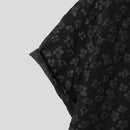 INCERUN Mens Shirt Fashion Embossed Floral Print Tops Black Short Sleeve Shirt