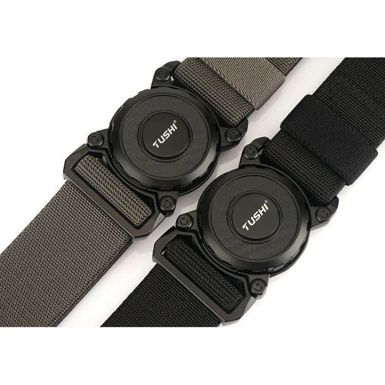 TUSHI 2023 Hot Sell Men Belt 125cm*3.8cm Elastic Polyester Waistband New Design Metal Quick Release Buckle Tactical Girdle