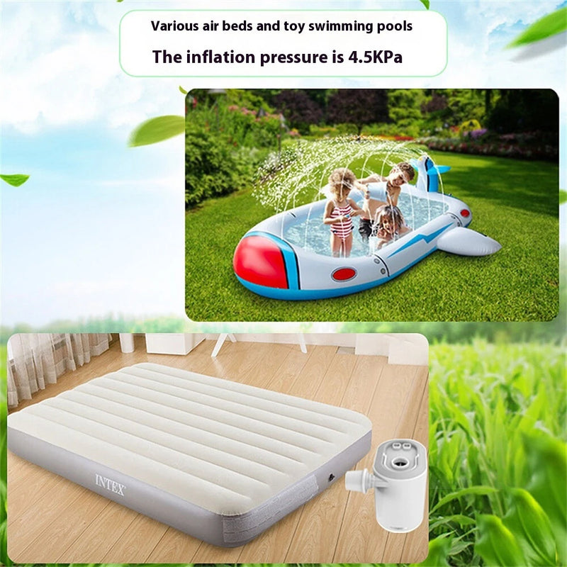 Mini Air Pump for Inflatables Ball Beds 2 in 1 Rechargeable with Camping Light, Compact inflator pump for Floats, Balloons & Vacuum for Storage Bags