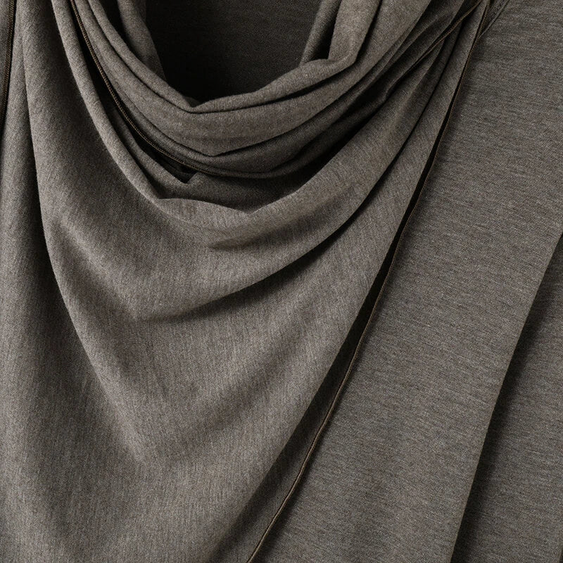 INCERUN Mens Draped Neck Ruffled Long Sleeve T-Shirt Comfortable Stretch Fabric Casual Tshirt for Male