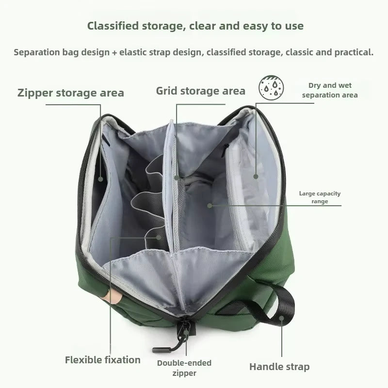 IPRee Dry Wet Separation Wash Bag For Business Trips, Large Capacity Storage Bag, Waterproof Makeup Bag Bathroom Organizer