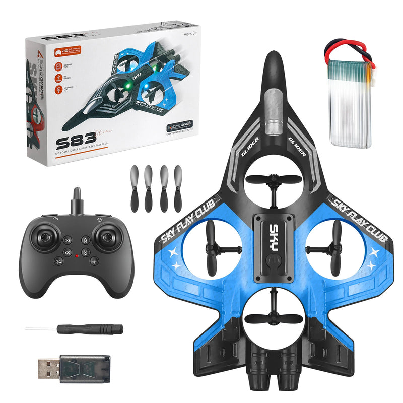 YLR/C S83 2.4G EPP Glider Altitude Hold Mode 360 Roll 4 Motors 4CH LED RC Drone Airplane Quadcopter Stunt Fighter RTF