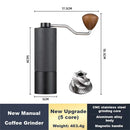 IPRee Manual Portable Coffee Grinder Diamond Grinder CNC Stainless Steel Core Lengthened Handle Double Bearing Adjustable Coffee Bean Grinder