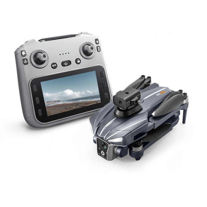 XKJ K18 MAX GPS 5G WiFi FPV with 5.9inch LCD Screen Controller HD Dual Camera Servo Gimbal 360 Obstacle Avoidance One-Key Airdrop Brushless Foldable RC Drone Quadcopter RTF