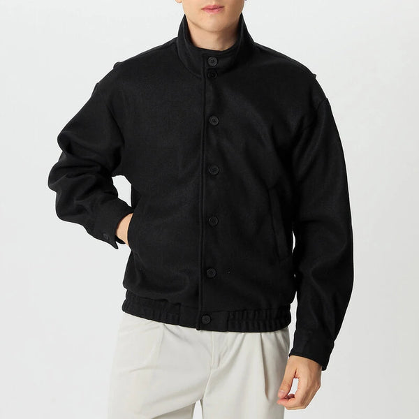 INCERUN Mens Solid Stand Collar Button Front Jacket Casual Fall Winter Outwear Top with Pockets S-5XL