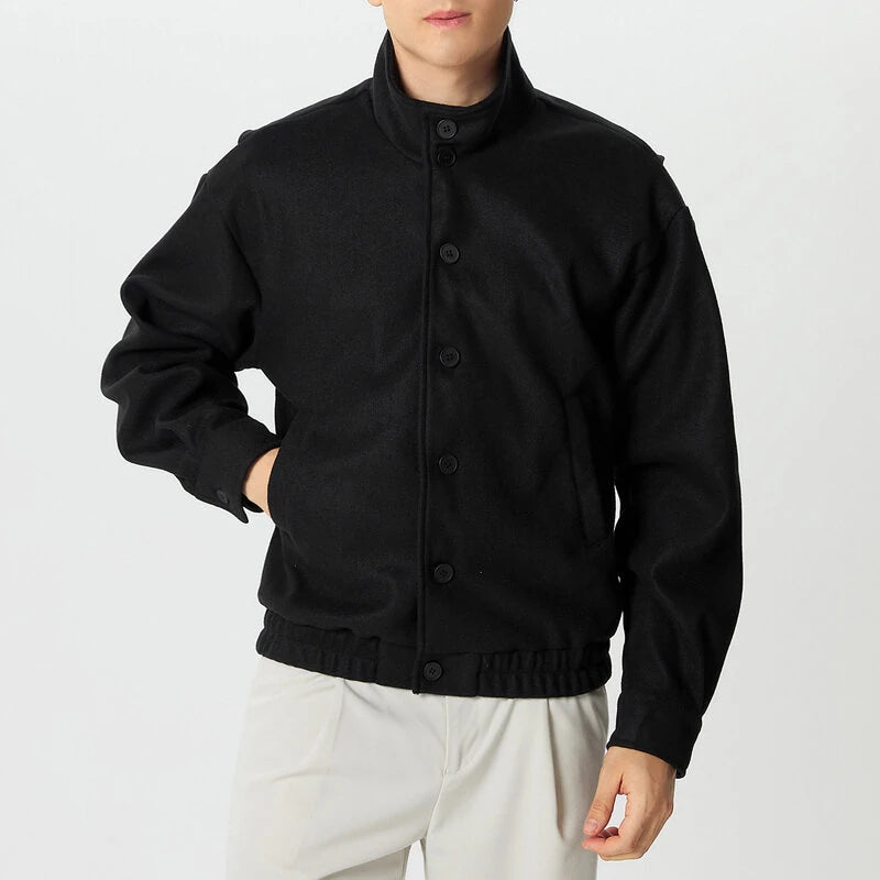 INCERUN Mens Solid Stand Collar Button Front Jacket Casual Fall Winter Outwear Top with Pockets S-5XL