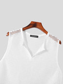 INCERUN Mens Tank Top Fashion V-neck Hollow Out Mesh Fabric Men Tops Clothing