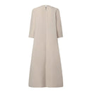 ZANZEA Women's Dresses Vintage Casual 3/4 Sleeve Round Neck Dress Floral Embroidery Split Shift Dresses