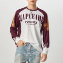 INCERUN Mens Casual Color-Block Long-Sleeve T-Shirt Fashion Loose Fit Crew Neck Racing Tshirt for Male S-5XL