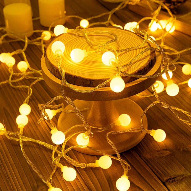 6m/10m Long String Lights Camping Lamp Outdoor Crystal Globe Lights Waterproof USB Powered Patio Light for Camping Tent