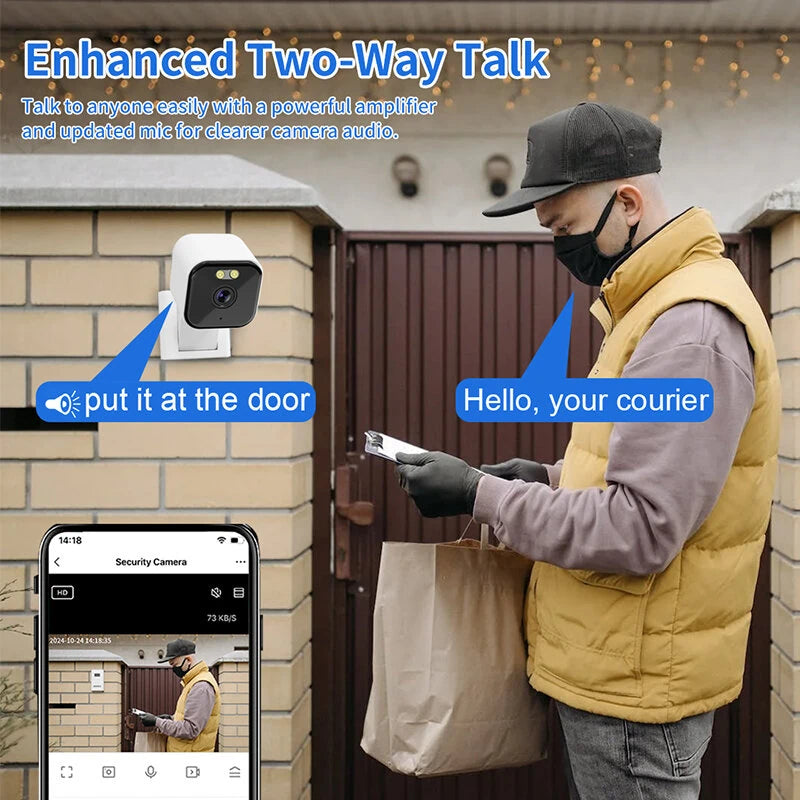 2MP Wireless WiFi Security Camera Color Night Vision Two-Way Audio Motion Detect Spotlight Siren Alarm IP65 Waterproof Smart Home Monitoring Cameras