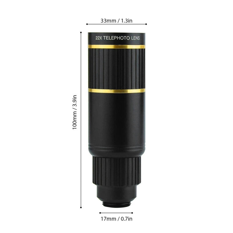 IPRee 22X Monoculars Metal Telescope Lens  Concert HD Mobile Phone Camera Telescope for Hiking Camping Wildlife Observation Moon Sports Game Concert Watching