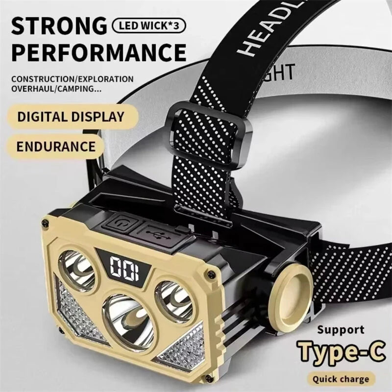 USB Rechargeable Headlamp With Blue Red Light Headlight LED Headlamp Outdoor Camping Fishing Forehead Flashlight Night Head Lamp