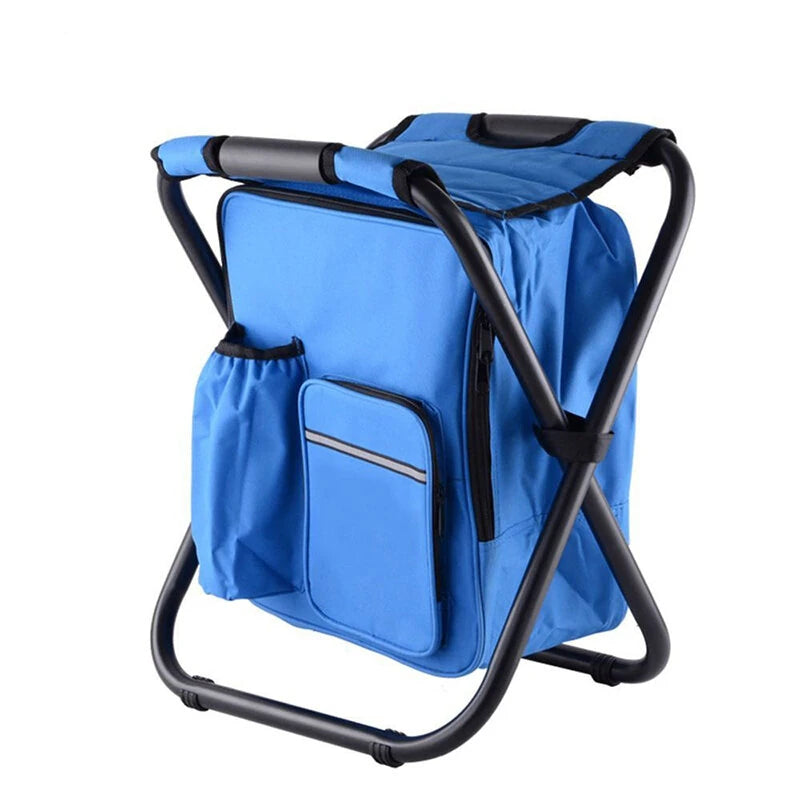 IPRee Outdoor Folding Camping Fishing Chair Stool Portable Backpack Cooler Insulated Picnic Bag Hiking Seat Table Bag Camping Fishing Gear
