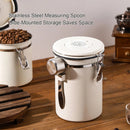 1.8L Stainless Steel Coffee Bean Container with Date Display and Spoon Sealed Coffee Container Food Storage Container for Dry Goods Cookies Candy Spices