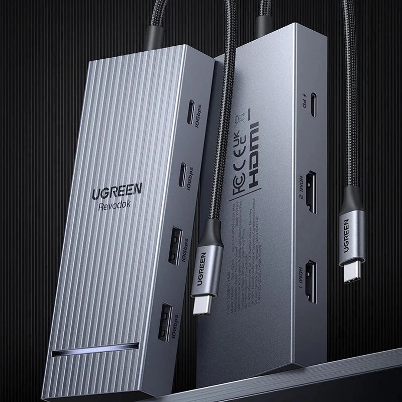 UGREEN CM8880 7-in-1 Type-C Docking Station with 4K60Hz 2HD / 10Gbps USB-A&C Ports PD100W USB HUB for PC Laptop Computer TV