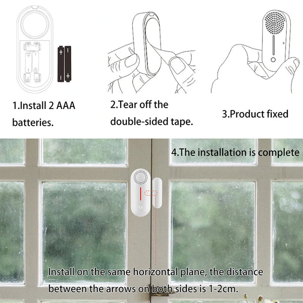 Tuya Smart WiFi Door Window Sensor Door Open/Closed Detectors Sound and Light Alarm Timer Alarming APP Remote Monitoring Notification for Home Safety