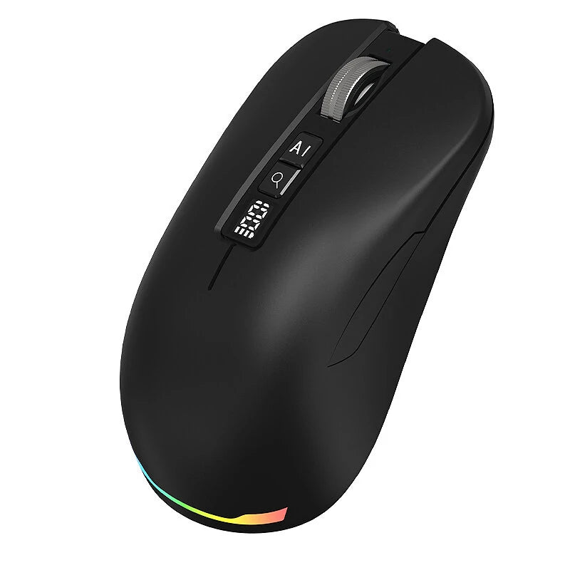 M131 AI Smart Voice Mouse Dual Mode Wireless bluetooth Speech to Text Mice with LED Power Display RGB Light 5000DPI Voice Controlled Translation for Office Home Latop Voice Typing Mouse