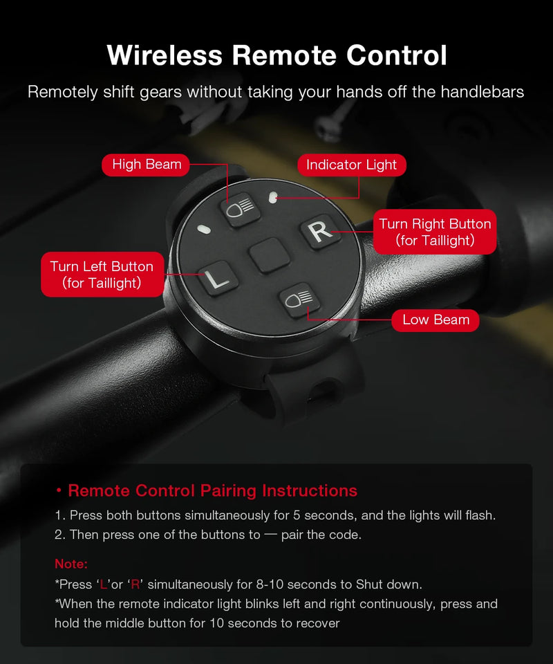 LAOTIE BU10 Wireless Remote Bike Headlight 1600Lm Super Bright Cut-off Line Design 4000mAh Battery Phone Emergency Power Bank IPX5 Waterproof Fast Charge Digital Display Smart Overhang Front Light for Universal Road Bikes MTB Bikes