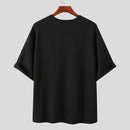 INCERUN Mens T-Shirt Basic Solid Color Short Sleeve T Shirt Casual V-neck Half Long Sleeve Tops Summer Loose Fit Men Clothing