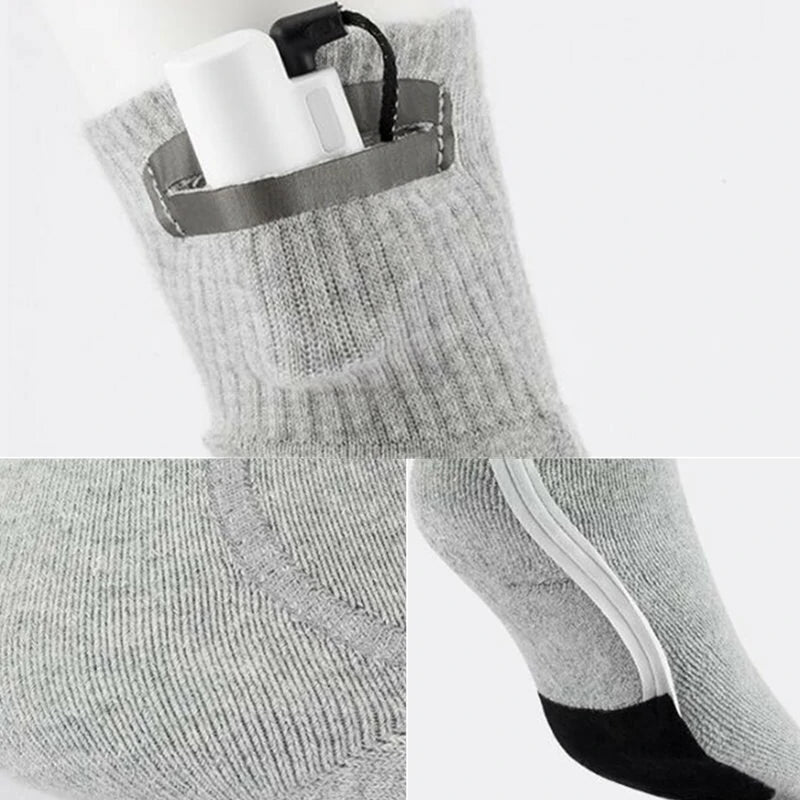 Winter Electric Heating Socks 5V Rechargeable Adjustable Temperature Warm Socks Foot Warmer Unisex Socks for Camping Hiking Skiing