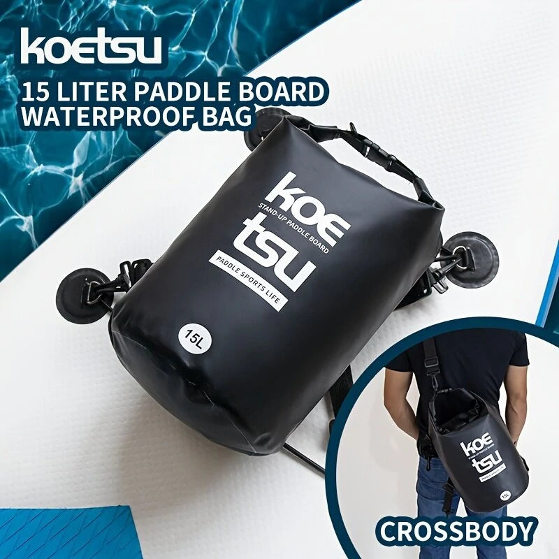 KOETSU 15L/3.96gal Waterproof Large Capacity Paddle Board Bag, For Secure Storage And Easy Carrying, Portable Lightweight Paddle Board Bag With Carry Handle, Travel Carrying Backpack