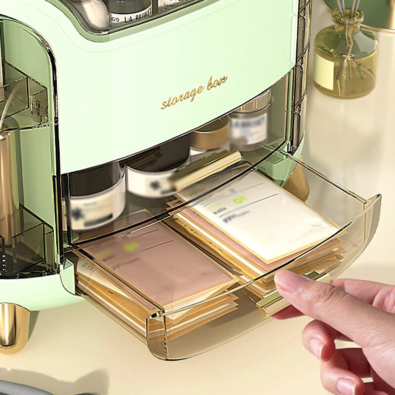 AGSIVO Large Cosmetic Storage Box Makeup Skincare Jewelry Lipstick Organizer Waterproof Dustproof Clear Design for Easy Visibility