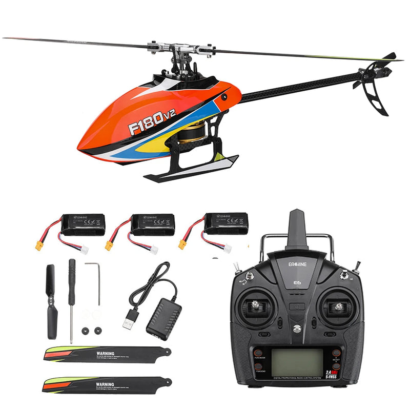 Eachine & YXZNRC F180 V2 6CH 3D6G System Dual Brushless Direct Drive Motor Flybarless RC Helicopter RTF Compatible with FUTABA S-FHSS