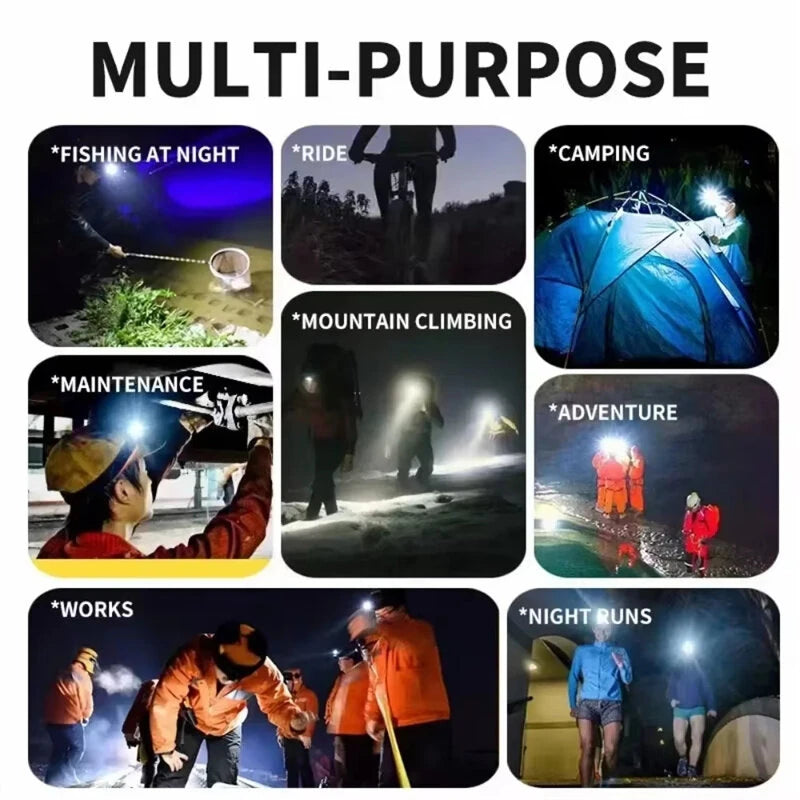 USB Rechargeable Headlamp With Blue Red Light Headlight LED Headlamp Outdoor Camping Fishing Forehead Flashlight Night Head Lamp